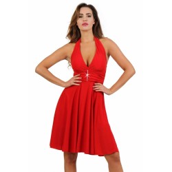 Stretch flared dress red