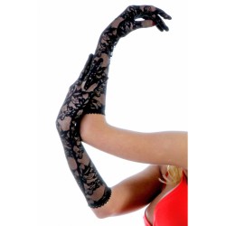 Mid-length lace gloves black