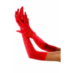 Lace long gloves red